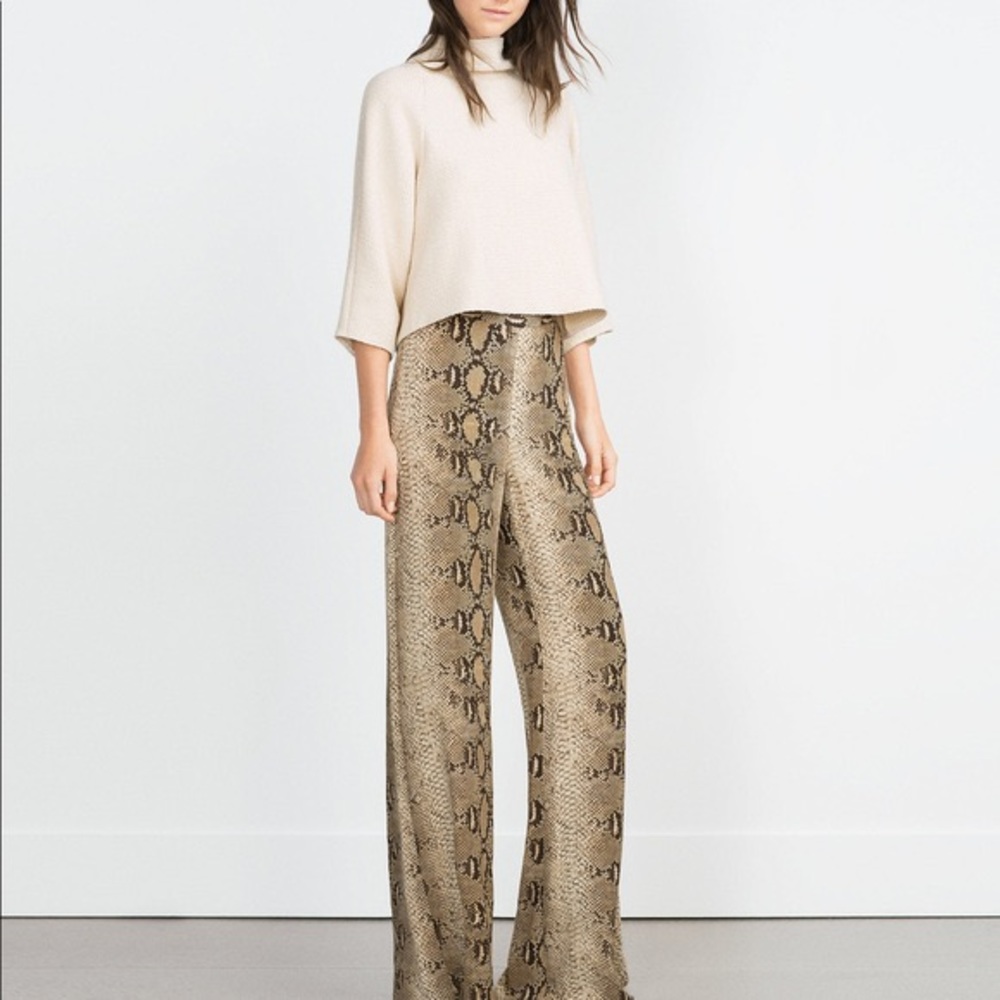 Zara snakeskin printed flowing trousers size SMALL